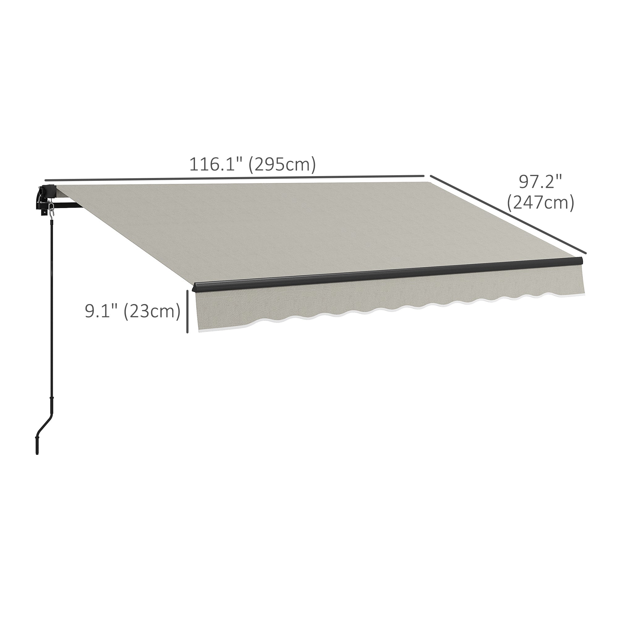 Outsunny Retractable Awning 10' x 8' 280gsm UV Resistant Sunshade Shelter Deck Balcony Yard Light Grey