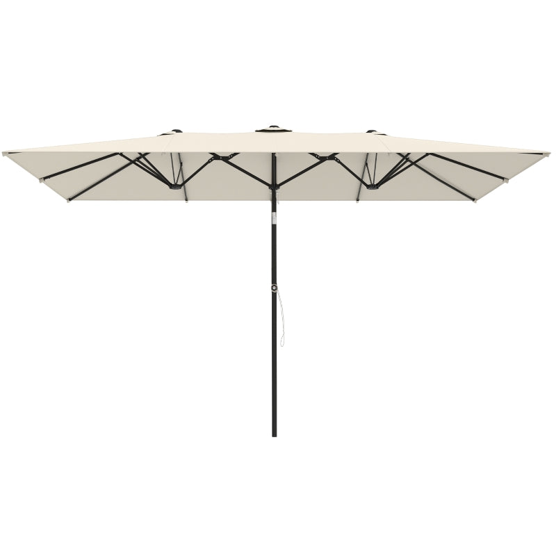 Double-Sided Patio Umbrella Parasol with Tilt, Adjustable Height, Vents and 12 Ribs, for Garden, White