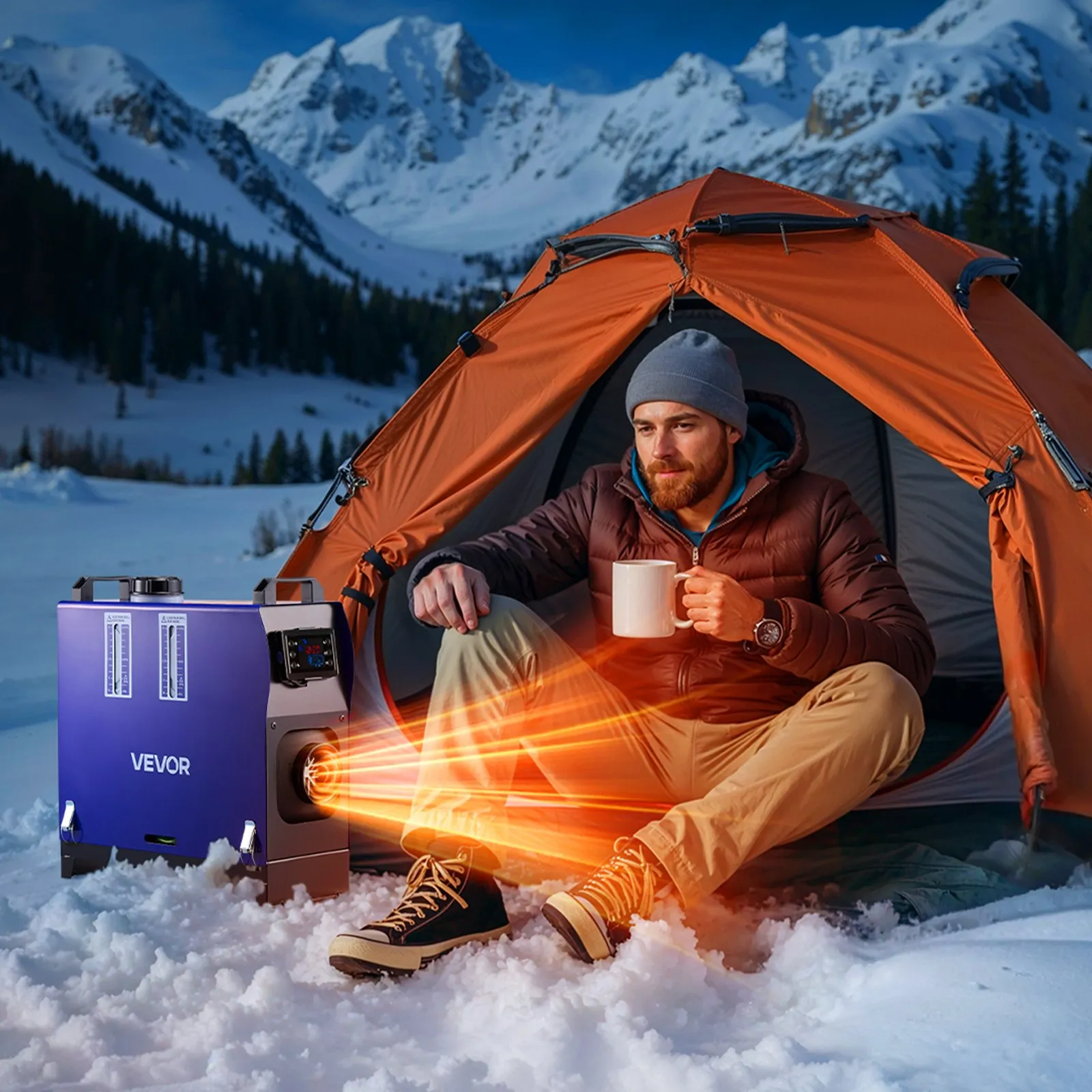 VEVOR Diesel Heater, 8KW, DC 12V/24V, All-in-One Portable Diesel Air Heater with Remote Control and LCD Screen, Fast Heating Low Noise, 1.3 Gal Fuel Tank for Vehicles, Vans, RVs, Campers, and Trucks