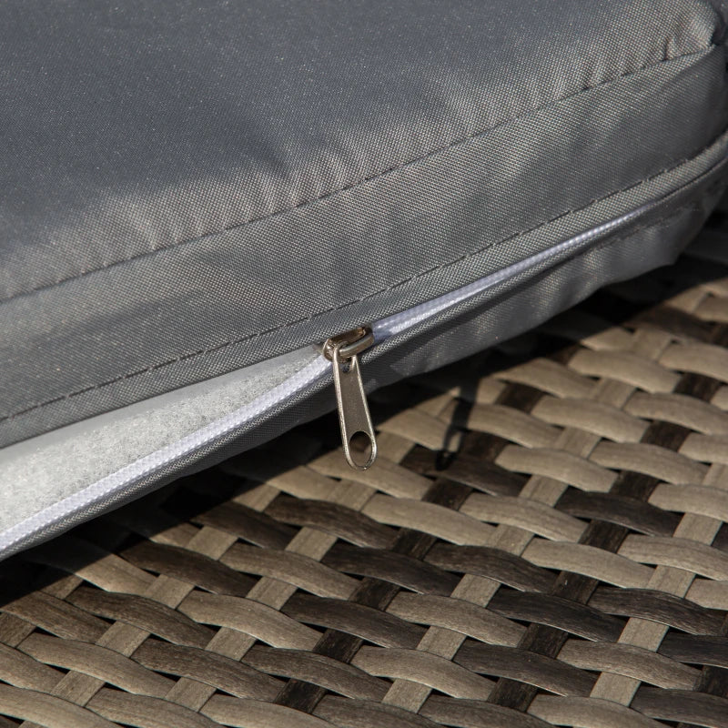 Outsunny 4 Pieces Outdoor Daybed with Retractable Canopy, PE Rattan Wicker Round Sofa Day Bed, Patio Sectional Conversation Furniture Set with Cushions and Pillows, Grey