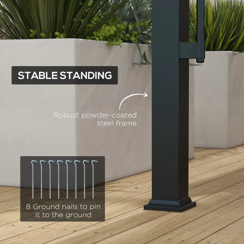 Outsunny 9.5' x 11' Outdoor Pergola Patio Gazebo with Retractable Canopy and LED Lights, for BBQ, Lawn, Backyard