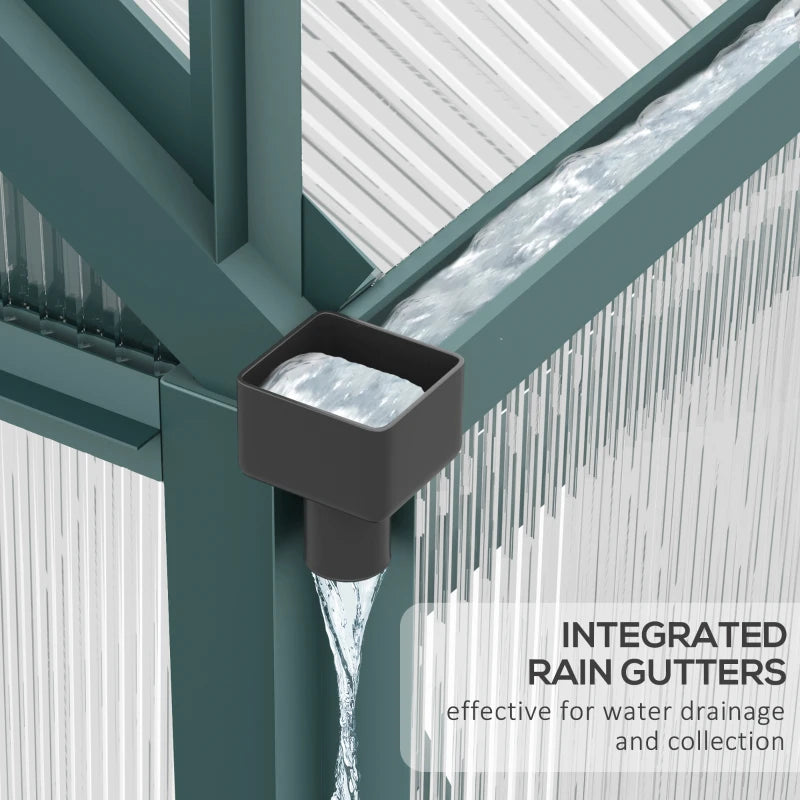 Outsunny 10.2' x 6.3' x 6.6' Clear Polycarbonate Greenhouse Large Walk-In Green House Garden Plants Grow Galvanized Base Aluminium Frame w/ Slide Door