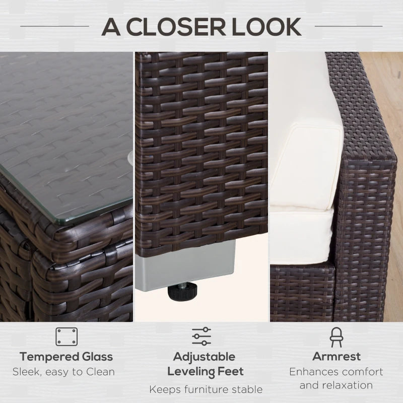 Outsunny 6 Pieces Patio Furniture Set, Deluxe Garden Wicker Sectional Sofa Set Outdoor Patio Sofa Furniture All Weather Resistant w/Cushion Seat for Porch Garden Poolside Balcony