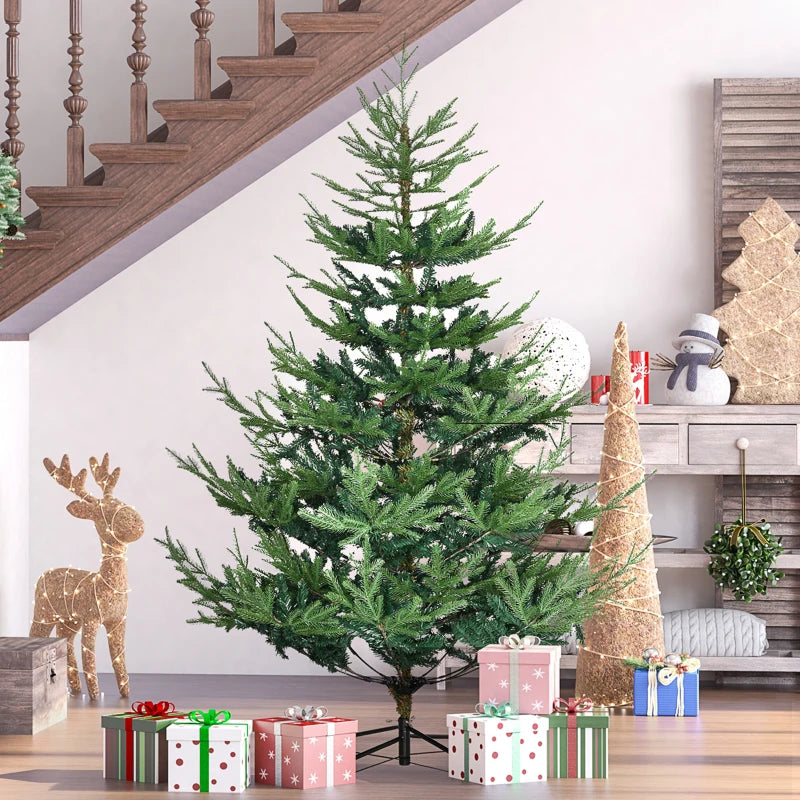HOMCOM Artificial Christmas Tree with Metal Base, Classic Green Xmas Tree for Holiday Decoration