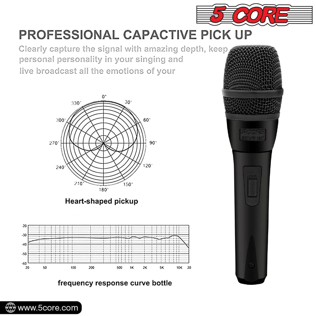 5Core XLR Microphone Dynamic Mic Karaoke Singing Studio Microfono Handheld Mics ND-32 ARMEX