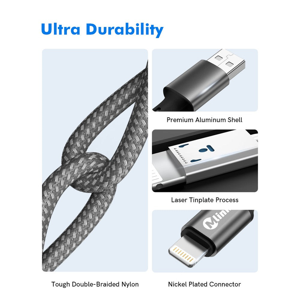 Câble tressé Lightning à USB PD20W 5V/2.4A à charge rapide de qualité supérieur