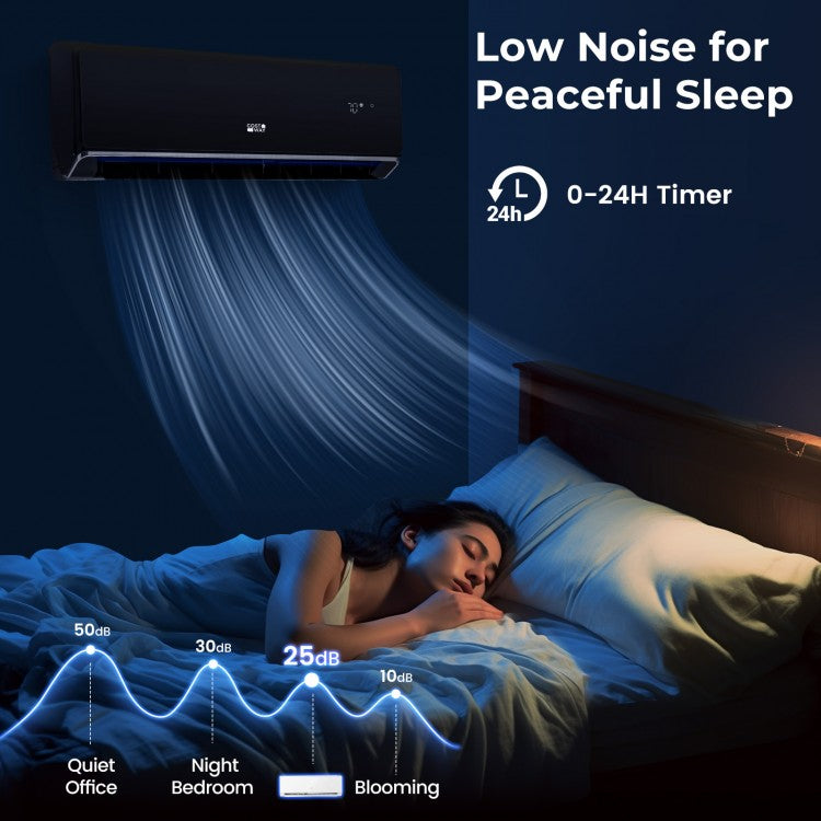 12000 BTU 22 SEER2 208-230V Wifi Enabled Mini Split Air Conditioner and Heater Black