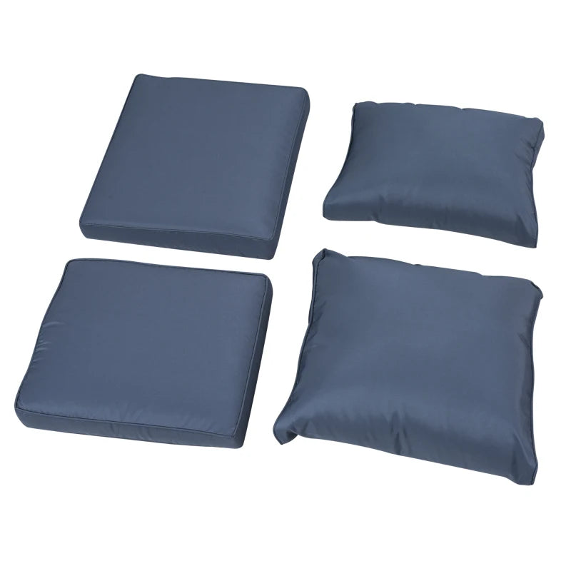 Outsunny Patio Furniture with Cushions, 6 Pieces PE Wicker Patio Sectional Furniture Conversation Set w/ a Three-Seat Sofa, 2 Recliner Chairs, 2 Footstools & Table, Dark Blue