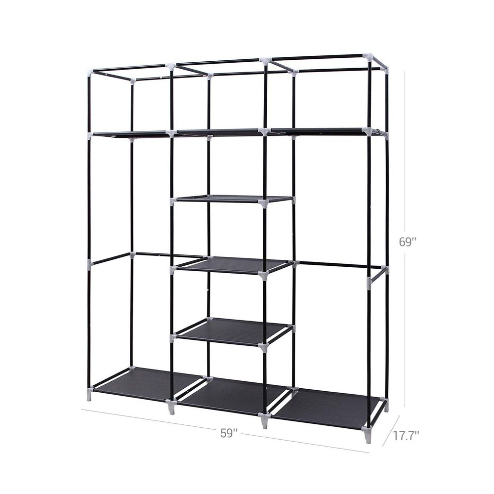 SONGMICS Wardrobe Closet Organizer with Non-Woven Fabric Cover, Hanging Rods