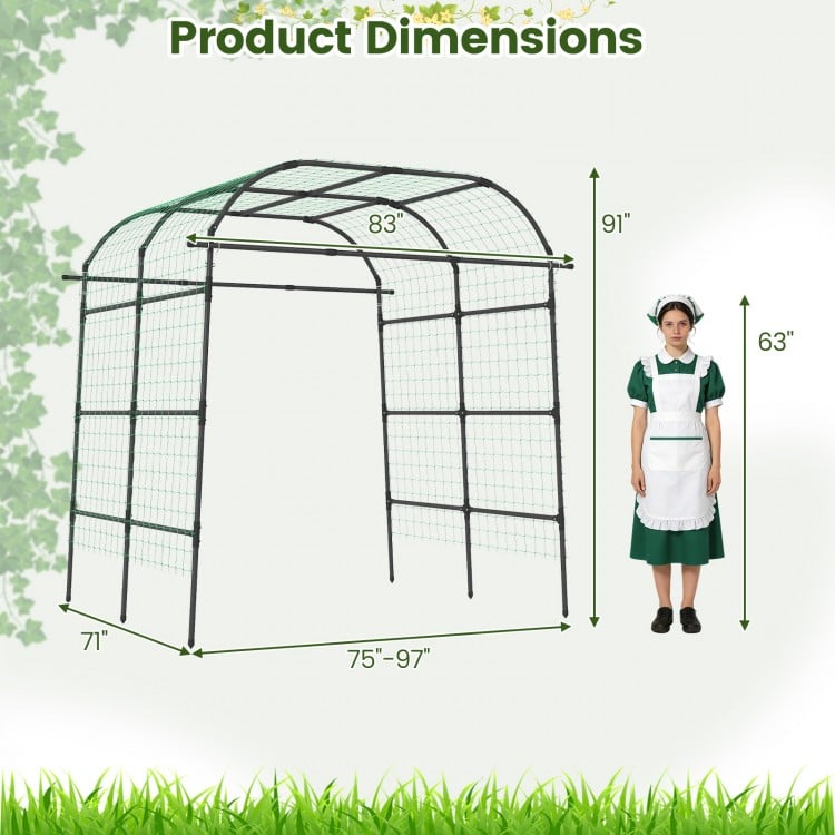 7.5 FT Tall Metal Garden Arch Trellis for Climbing Plants Outdoor-Black
