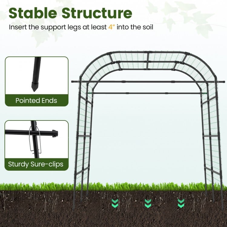 7.5 FT Tall Metal Garden Arch Trellis for Climbing Plants Outdoor-Black