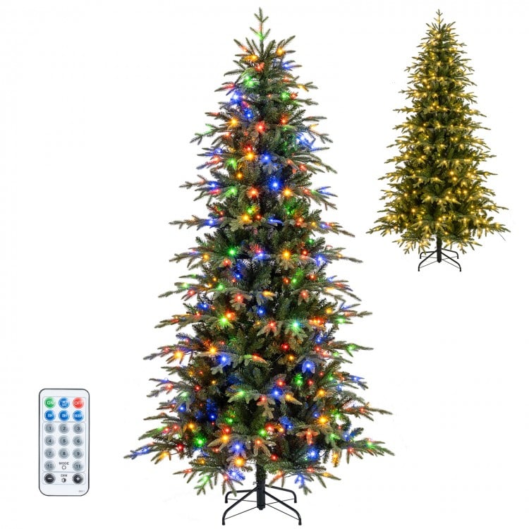 Pre-Lit Artificial Christmas Tree Hinged Xmas Tree with LED Lights