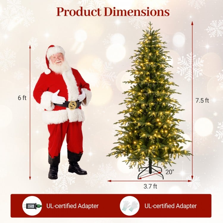 Pre-Lit Artificial Christmas Tree Hinged Xmas Tree with LED Lights