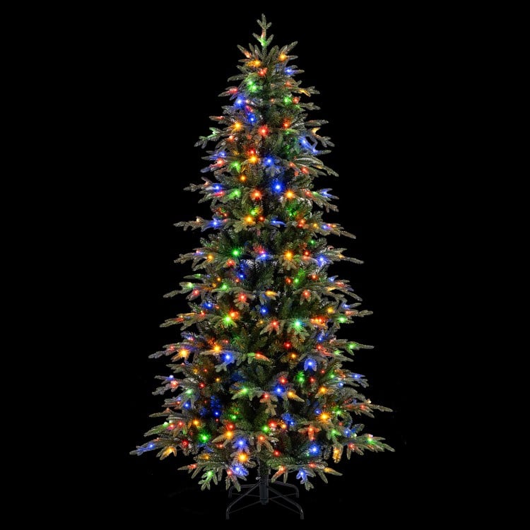Pre-Lit Artificial Christmas Tree Hinged Xmas Tree with LED Lights