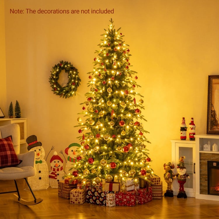 Pre-Lit Artificial Christmas Tree Hinged Xmas Tree with LED Lights