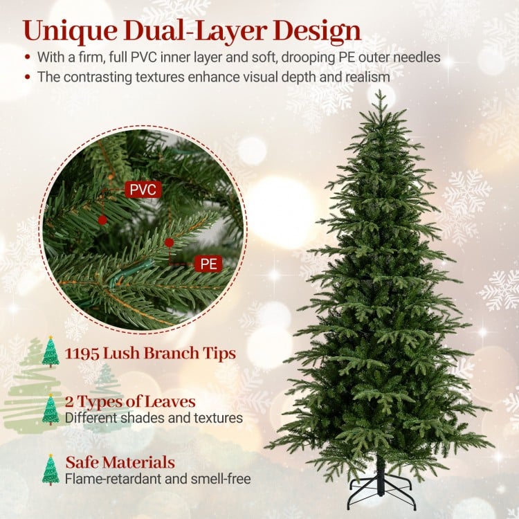 Pre-Lit Artificial Christmas Tree Hinged Xmas Tree with LED Lights
