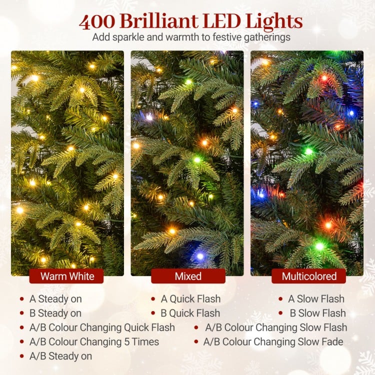 Pre-Lit Artificial Christmas Tree Hinged Xmas Tree with LED Lights