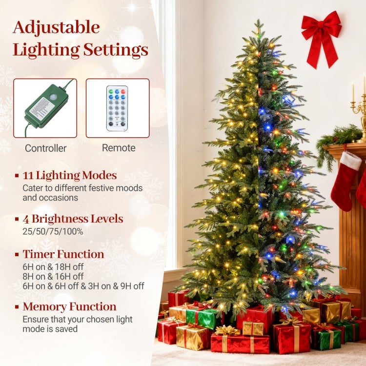 Pre-Lit Artificial Christmas Tree Hinged Xmas Tree with LED Lights