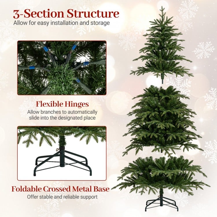 Pre-Lit Artificial Christmas Tree Hinged Xmas Tree with LED Lights