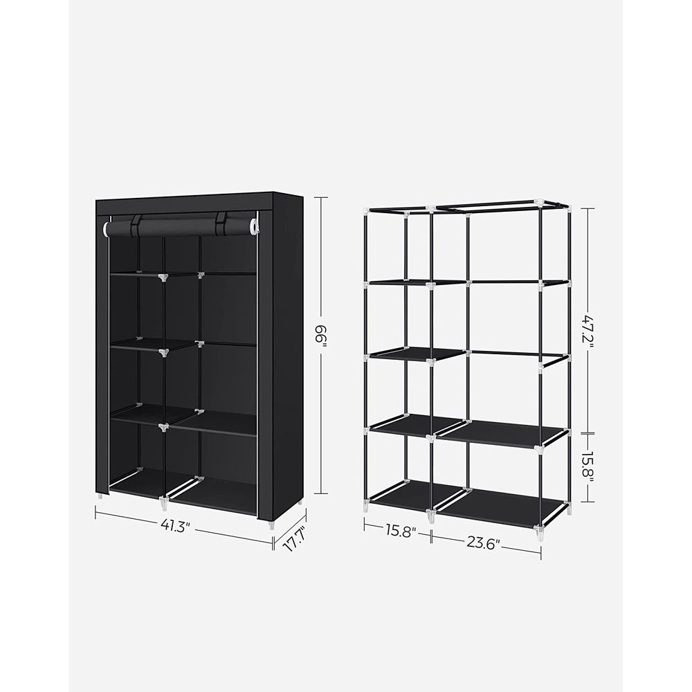 SONGMICS Clothes Storage Organizer with Hanging Rail