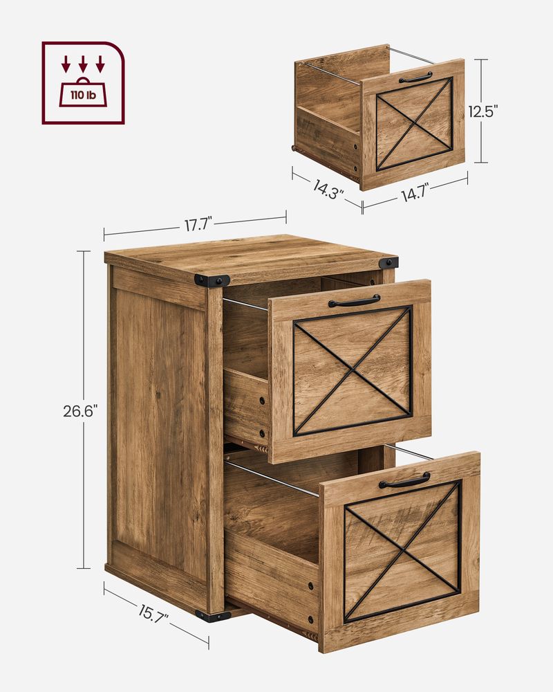 VASAGLE File Cabinet with 2 File Drawers, Fit A4