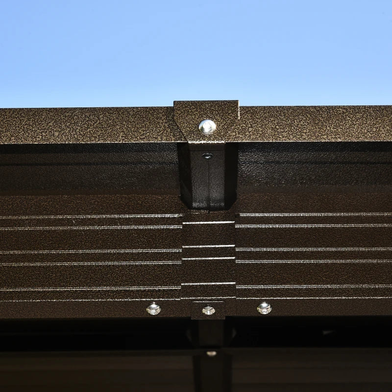 Outsunny 10' x 12' Hardtop Gazebo Steel Covered Gazebo Aluminum Frame Heavy Duty Outdoor Pavilion with Curtains and Netting, Brown