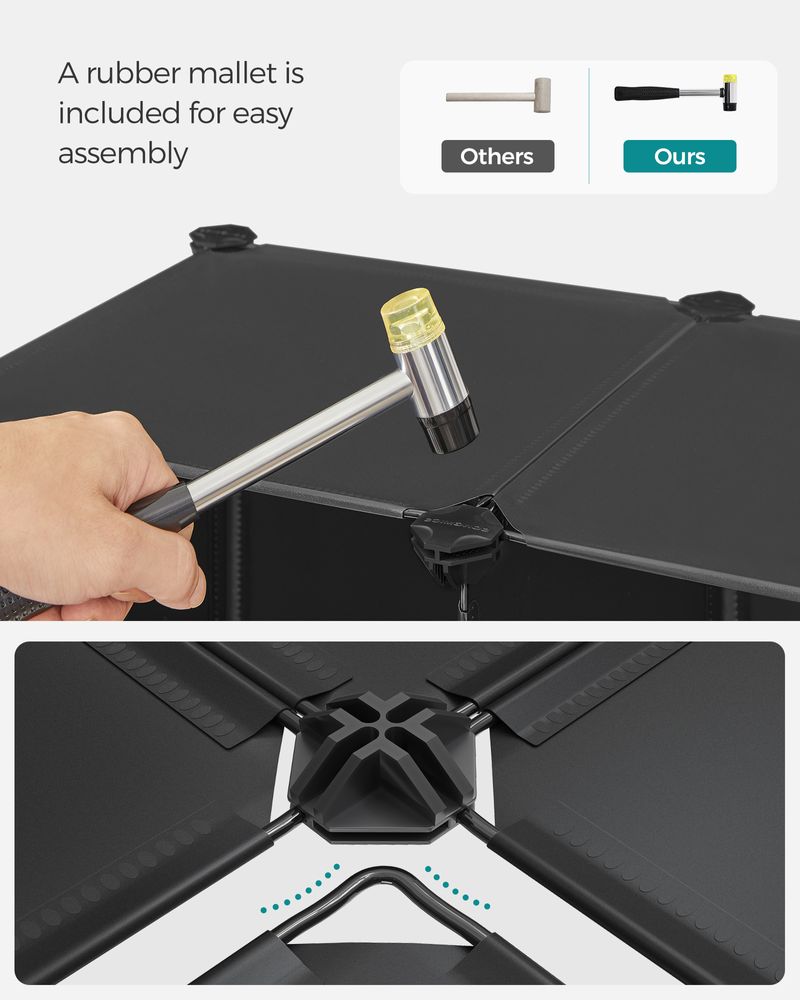 SONGMICS 6 Cube Storage Organizer with Feet and Rubber Mallet