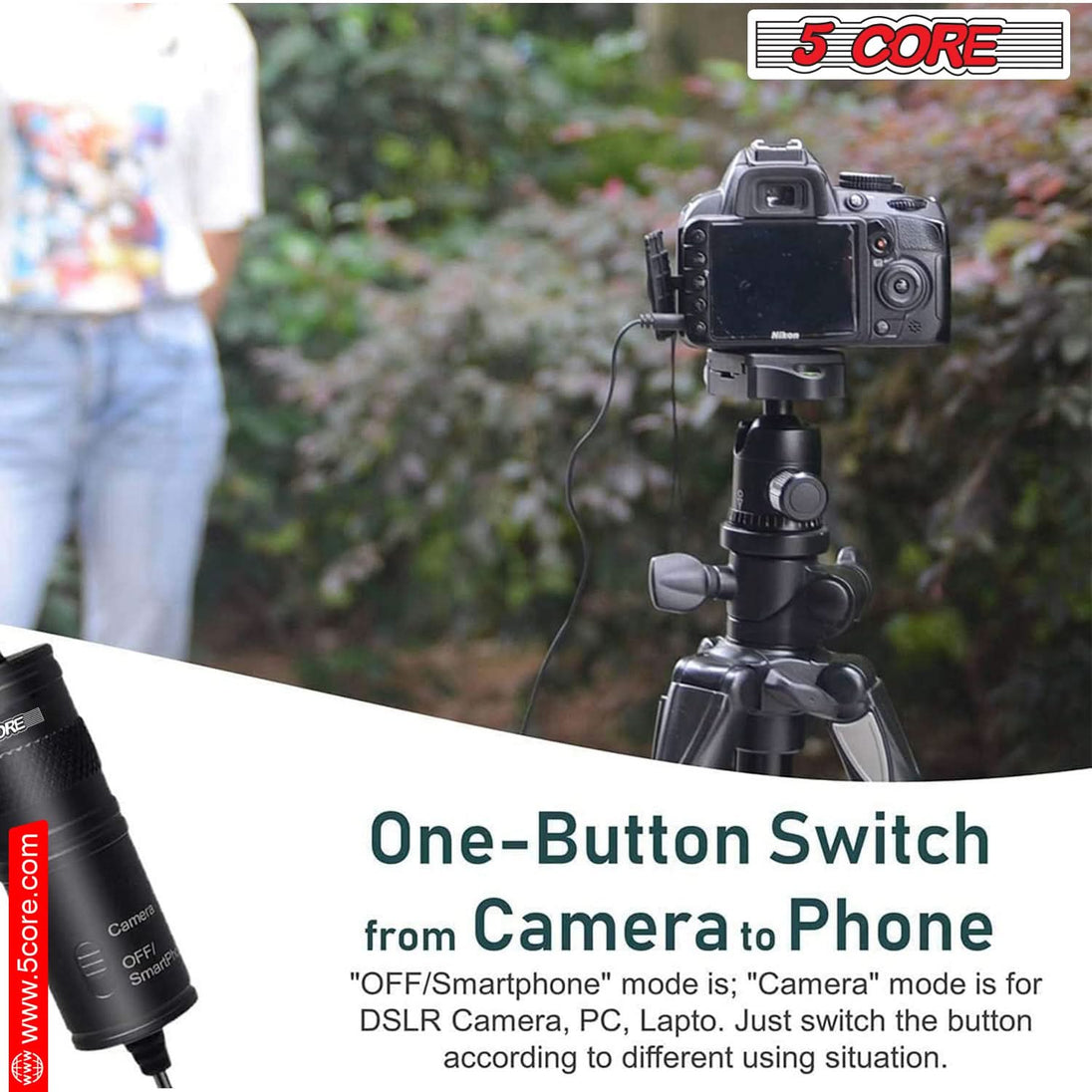 5Core Lavalier Microphone Clip On Professional Grade 3.5mm Lapel Mic Omnidirectional Lav Mic