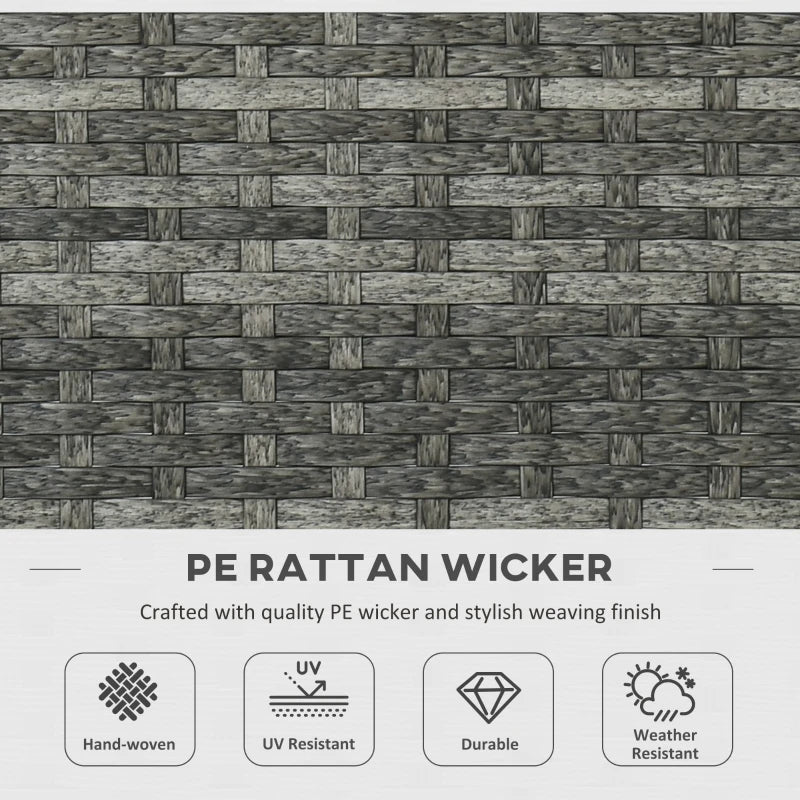 Outsunny 6 Piece Patio Furniture Set with 50,000 BTU Gas Fire Pit Table, Outdoor PE Rattan Dining Table and Chair Set, Sectional Conversation Sofa Set with Cushions, Grey