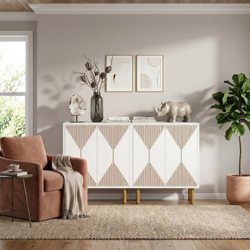 59" Storage Sideboard Buffet with Doors, Modern Wooden Accent Cabinet
