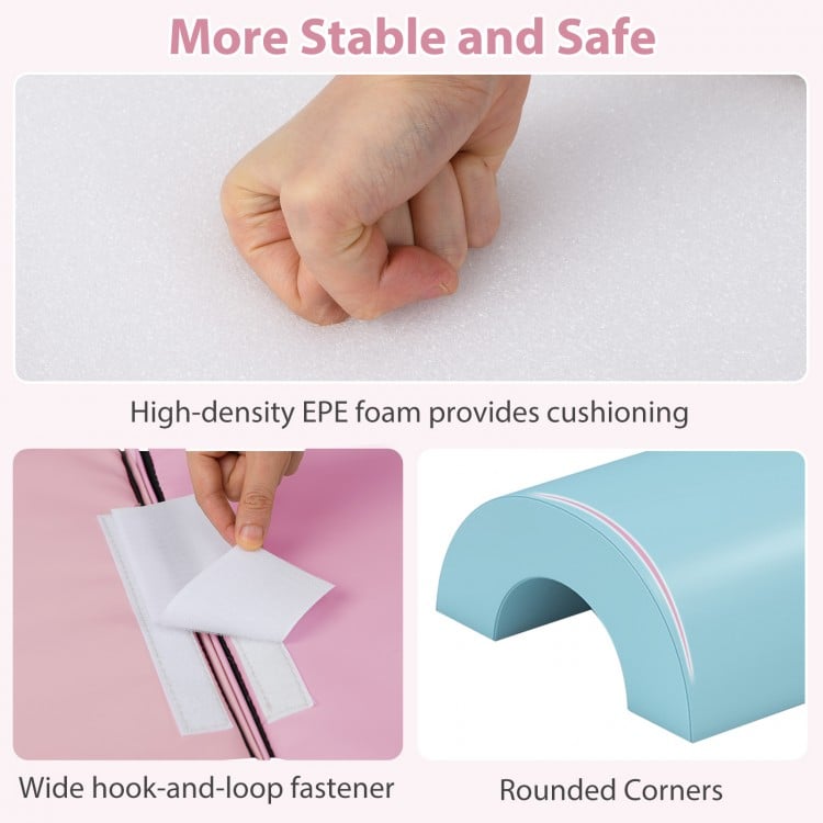 7-Piece Soft Foam Toddler Climbing Blocks Set PU Leather for 1+ Year Old-Pink