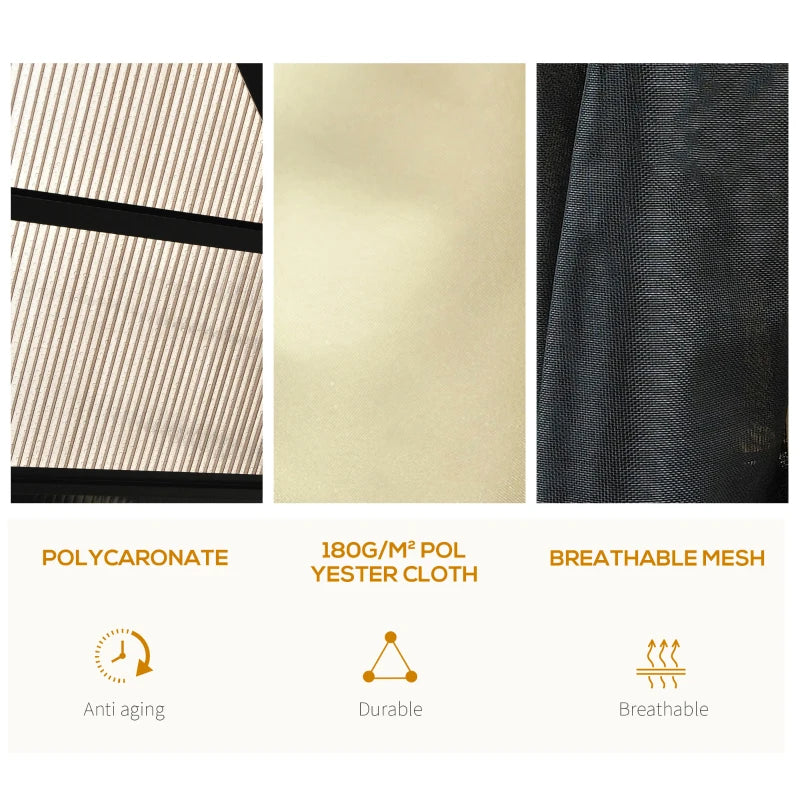 Outsunny 12' x 14' Deluxe Hard Top Patio Gazebo Canopy Garden Aluminum Shelter with Curtains and Mosquito Netting