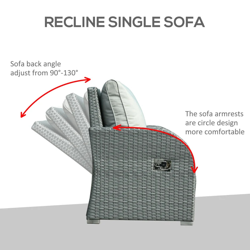 Outsunny 6 PCS Outdoor Rattan Wicker Sofa Set Patio All Weather Furniture w/ Tea Table & Cushion for Backyard Garden Grey