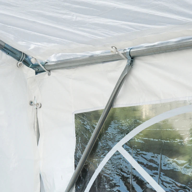 Outsunny 13' x 26' Heavy-duty Outdoor Carport Party Event Tent Patio Gazebo Canopy with 4 Sidewalls, White