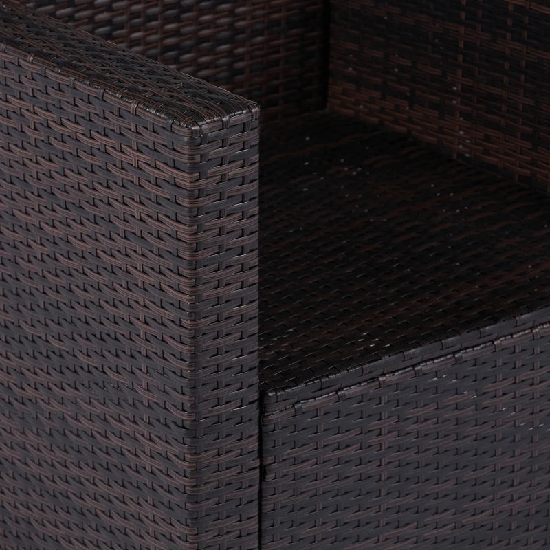 Outsunny Outdoor Furniture with Table, Wicker Furniture with Loveseat and 2 Chair for Garden, Poolside, Mixed Brown and Khaki