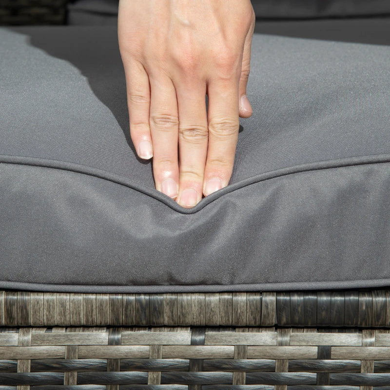 Outsunny 4 Pieces Patio Furniture Set, Rattan Wicker Outdoor Sectional Sofa with Retractable Canopy, Cushions, 3-Seater Sofa for Backyard, Garden, Gray