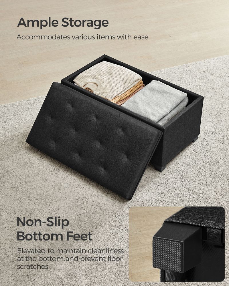 SONGMICS Storage Ottoman Bench with Legs, Load up to 660 lb