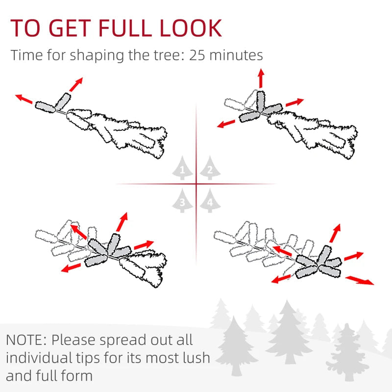 HOMCOM 6ft Pencil Flocked Christmas Tree – 479 Branch Tips with Metal Base, Indoor Holiday Decoration