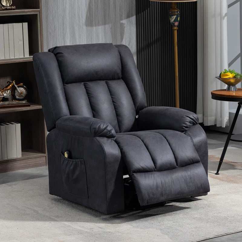 HOMCOM Lift Chair for Seniors, Microfibre Upholstered Electric Recliner Chair with Remote, Quick Assembly, Charcoal Grey