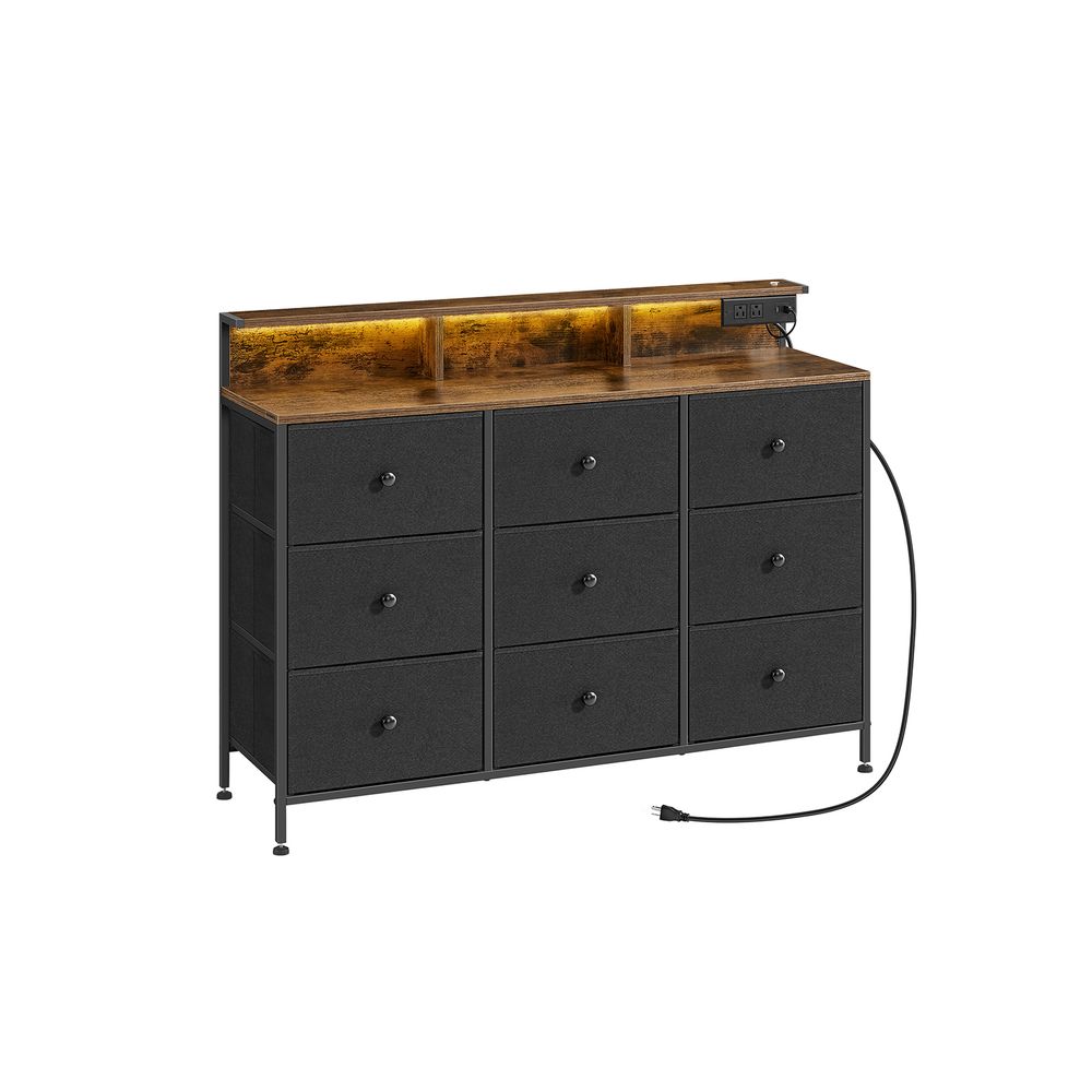 SONGMICS Storage Organizer with 9 Fabric Drawers and LED Lights