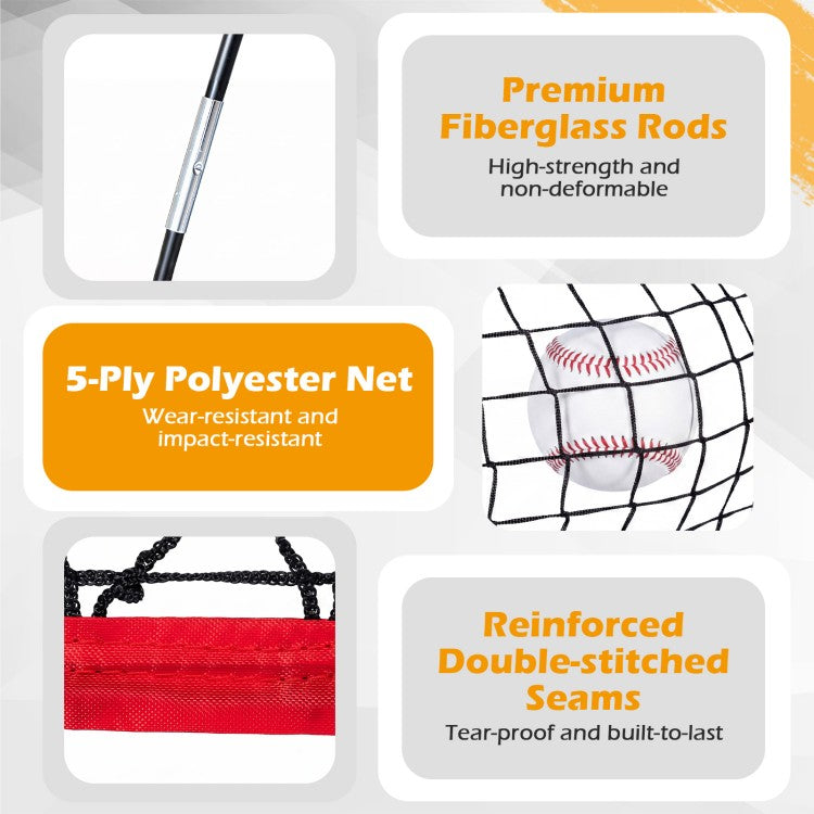 7 × 7.4 FT Baseball & Softball Practice Net with 2 Strike Zone Targets and Large Ball Collection System