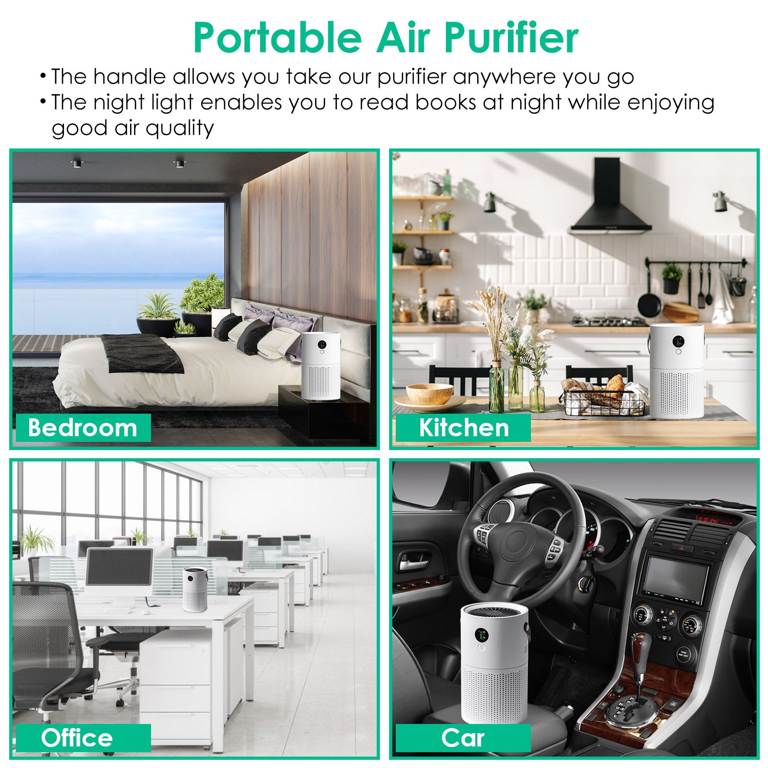 Portable Anion Air Purifier Electronic Air Sterilization with 4 Modes Night Light Max 215.3Sq.ft Air Cleaner with Handle for Home Office Car Air Quali