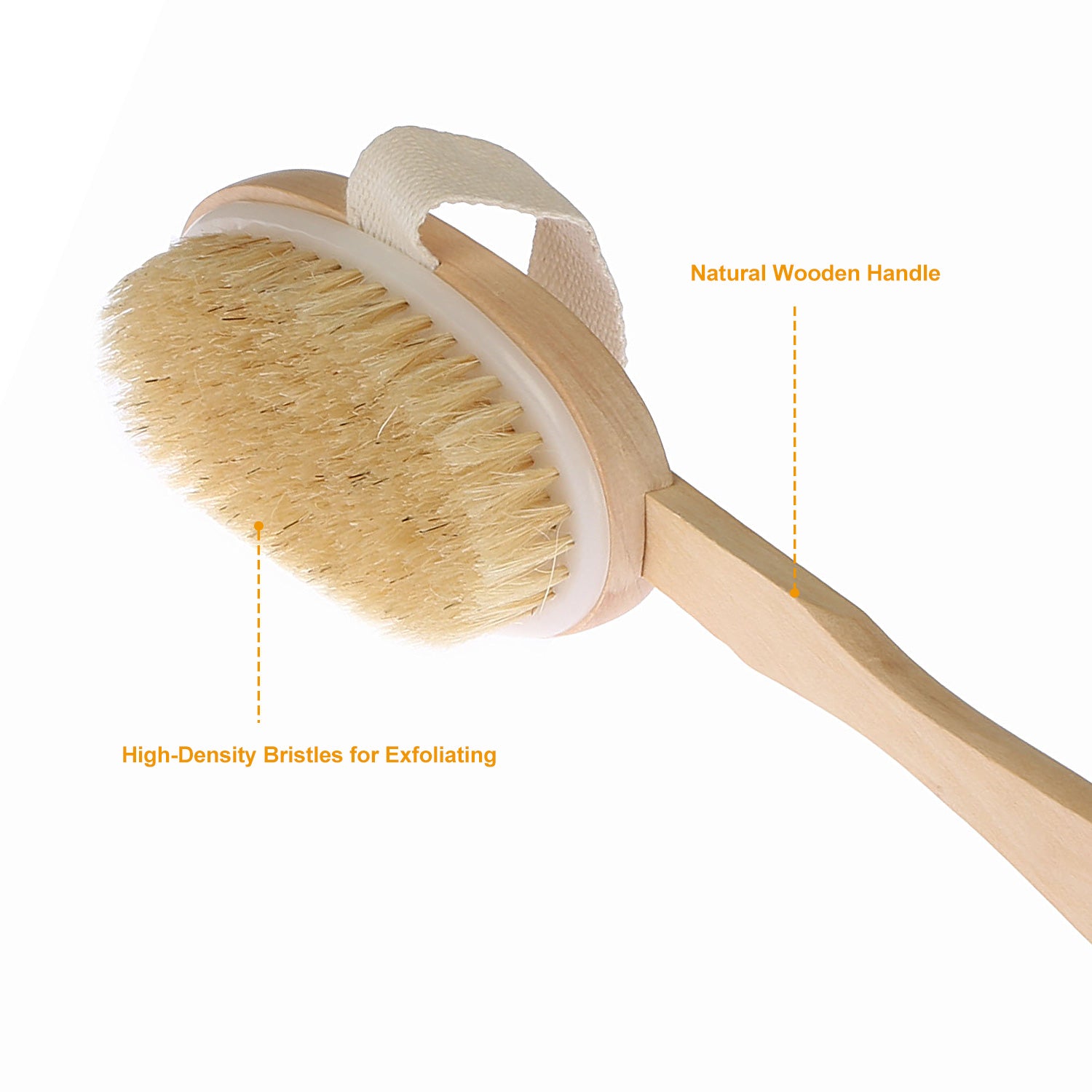 Bath Brush 15" Shower Body Back Scrubber with Long Handle Detachable Brush for Cellulite Exfoliating Detox