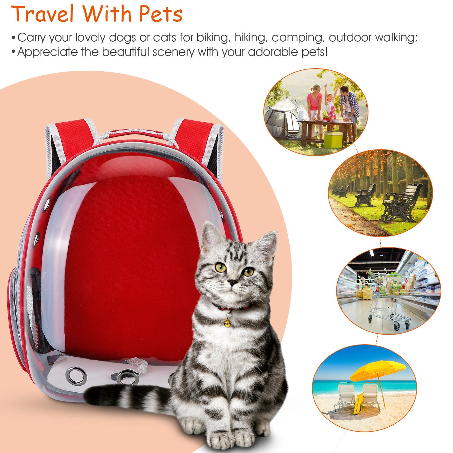 Pet Backpack Carrier Ventilate Transparent Backpack Travel Breathable Astronaut Cat Carrier For Puppies Cats Dogs Under 13LBS