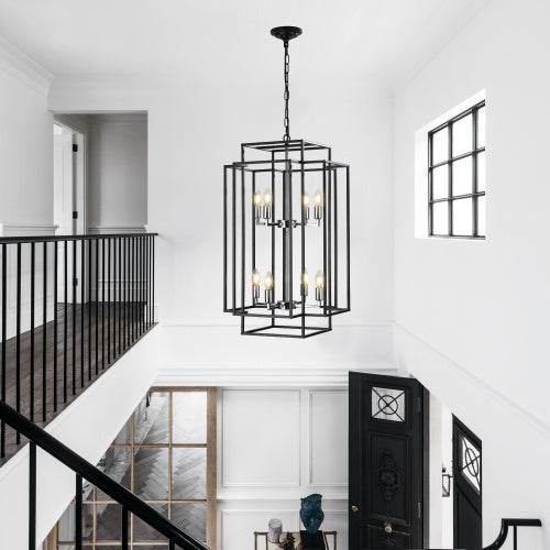 8 Lantern Tiered Chandeliers, Industrial Farmhouse Chandeliers
