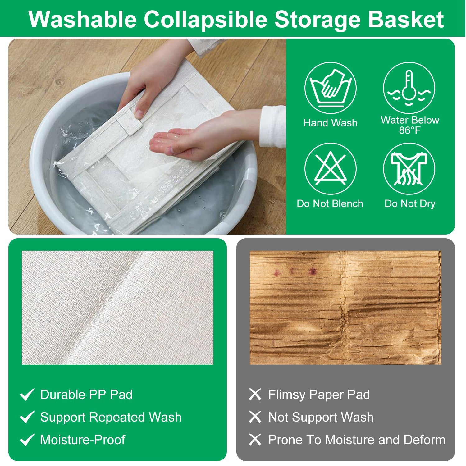 4Pcs Foldable Linen Clothing Storage Bin with Visible Clear Window Convenient Handle Multipurpose Collapsible Storage Basket Closet Fabric Container F