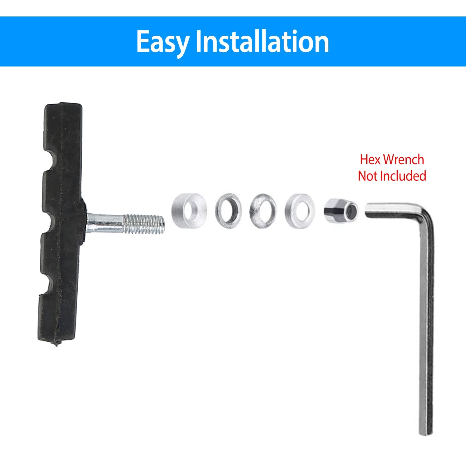 5 Pairs V Bike Brake Pads Road Mountain Bicycle V-Brake Blocks Set 70mm Non-Slip V Bicycle Stop Caliper W/ Hex Nuts and Spacers