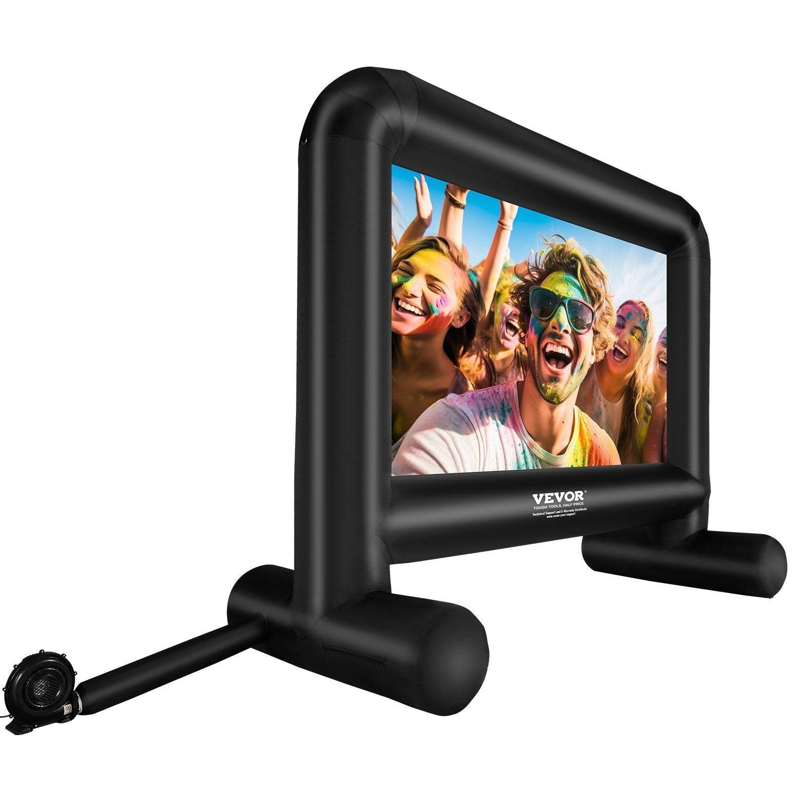 Inflatable Movie Screen, 16 FT Inflatable Projector Screen For Outside With Blower And Carrying Bag, Front Rear Projection, Oxford Fabric Blow Up Screen For Outdoor Parties Backyard Movie Nig