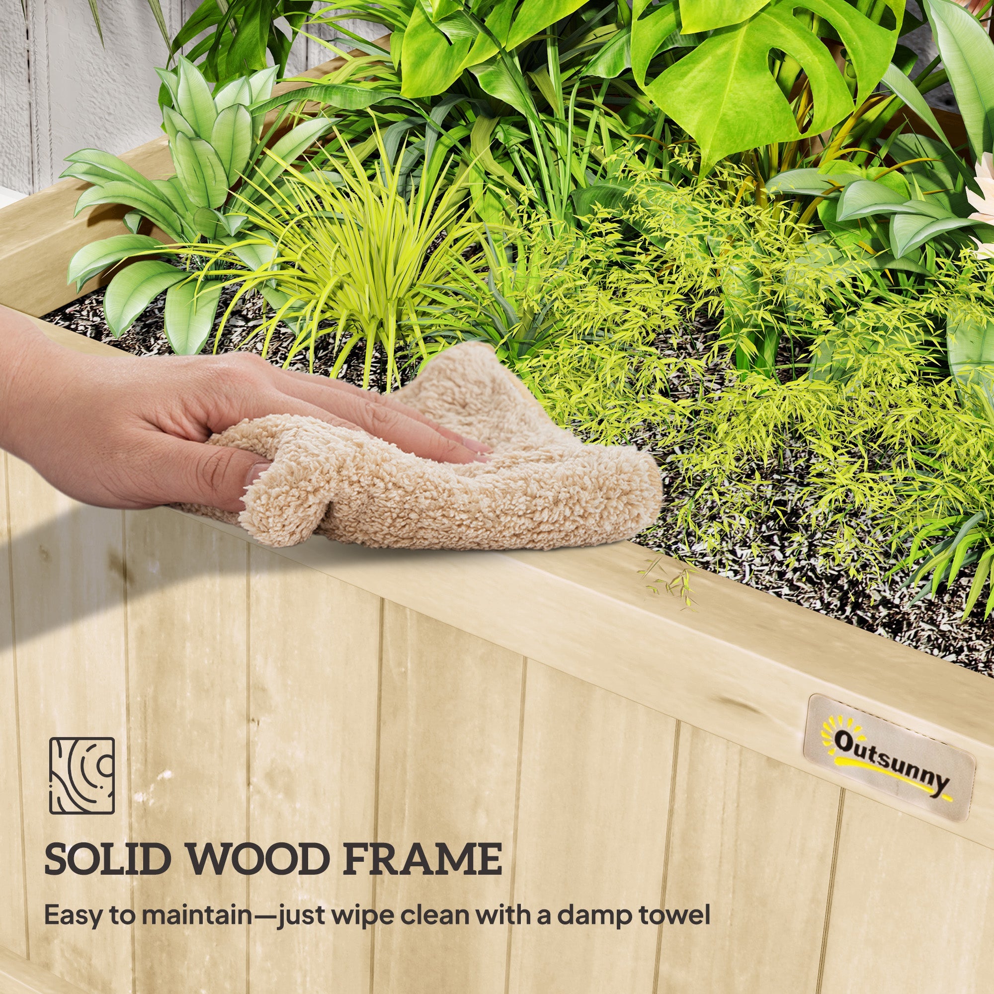 Outsunny Wood Planter with Trellis for Vine Climbing, Raised Garden Bed, Privacy Screen for Backyard, Patio, Deck, Natural Wood