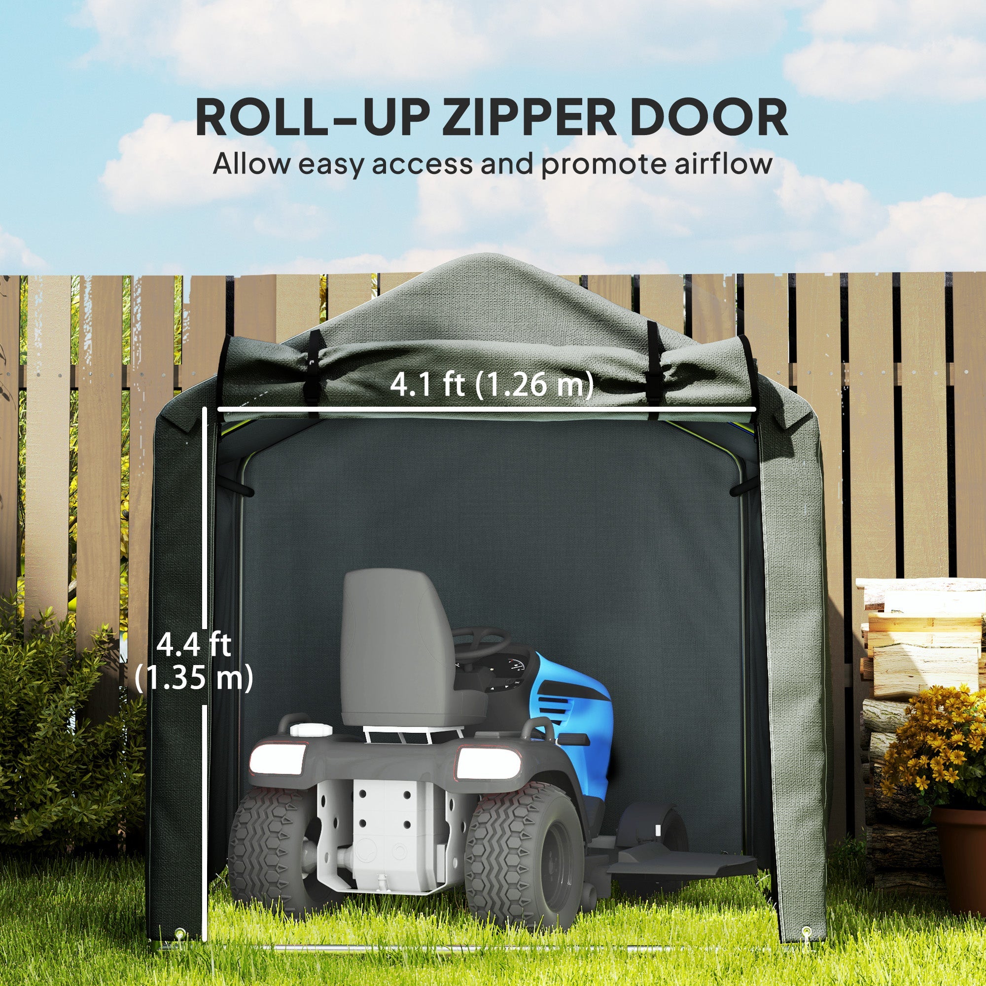 Outsunny Outdoor Storage Shed, UV Resistant Bike Tent with Roll-up Zipper Door, Portable Shed for Bike, Motorcycle, Dark Grey